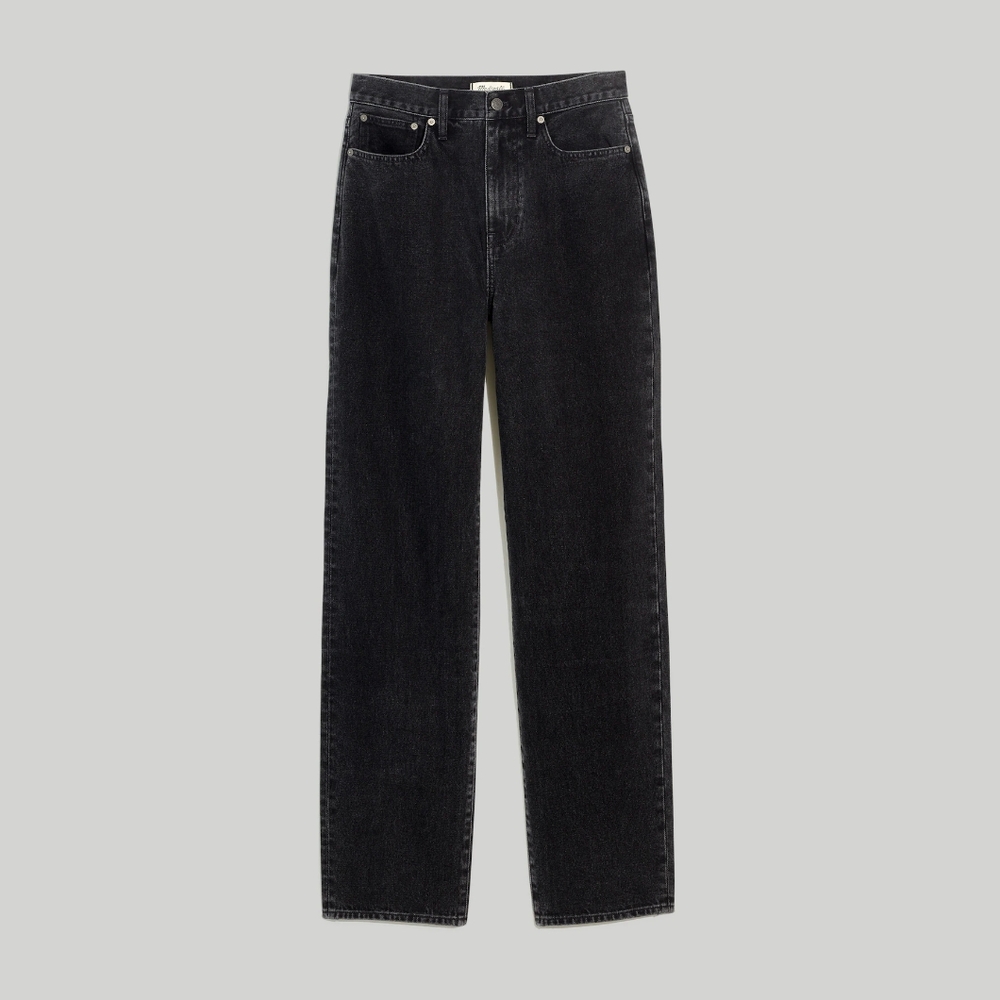 Washed Black Baggy Straight Jeans